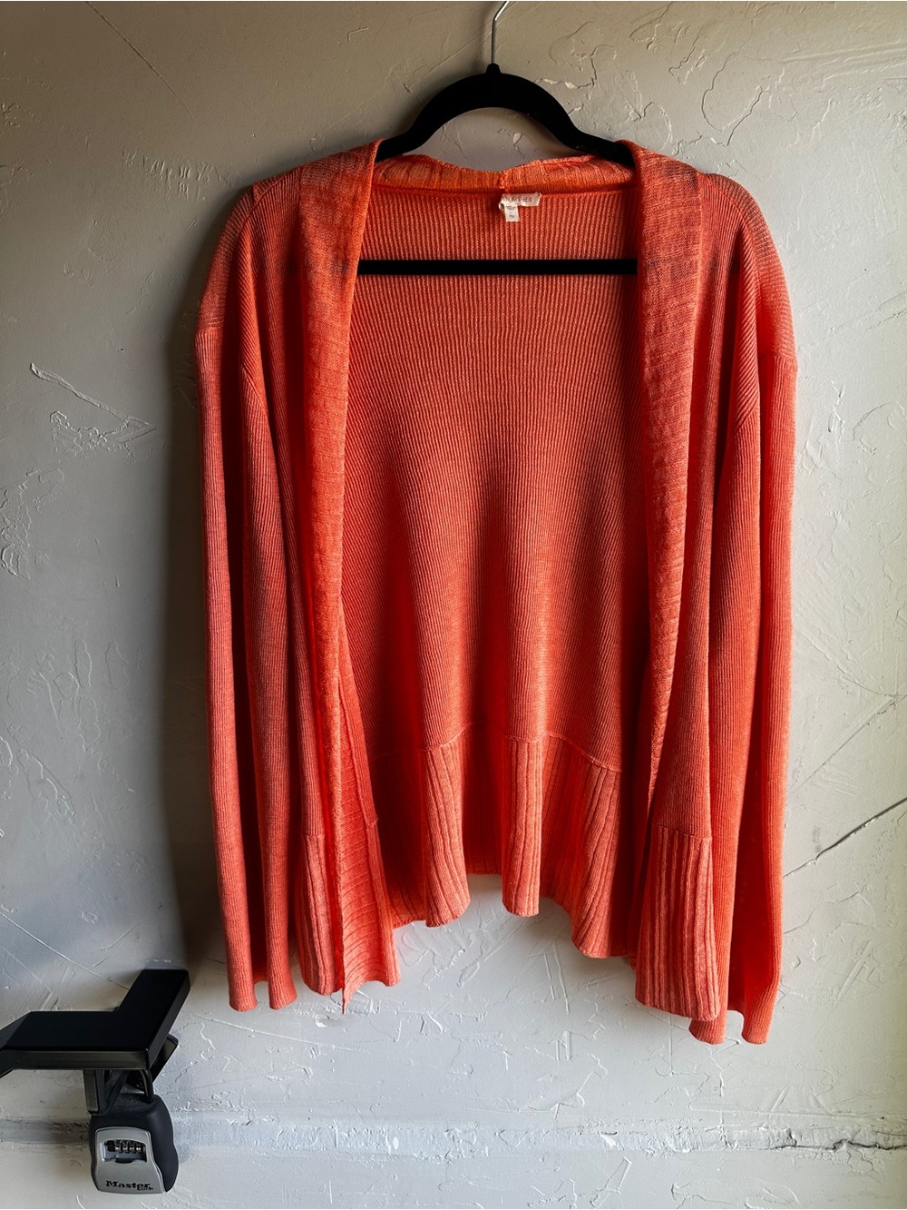 Eileen Fisher linen loose knit cardigan & tank set in coral, L and XL - Picture 7 of 16